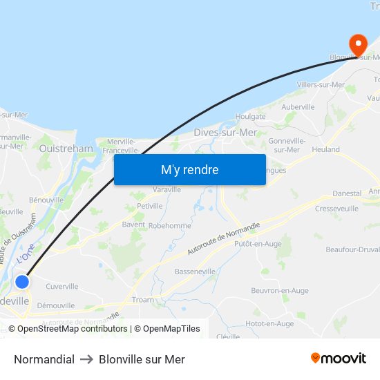 Normandial to Blonville sur Mer map