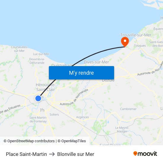 Place Saint-Martin to Blonville sur Mer map