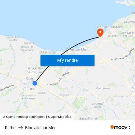 Rethel to Blonville sur Mer map