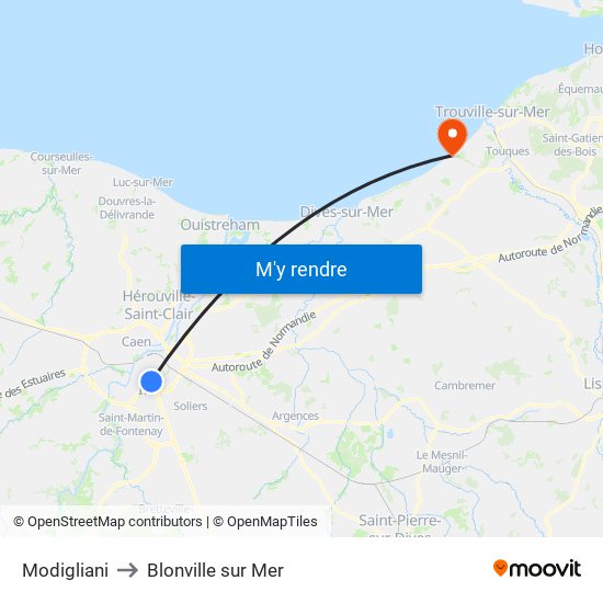 Modigliani to Blonville sur Mer map