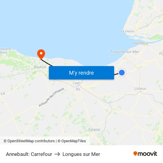 Annebault: Carrefour to Longues sur Mer map