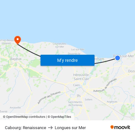 Cabourg: Renaissance to Longues sur Mer map