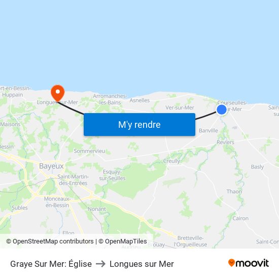 Graye Sur Mer: Église to Longues sur Mer map