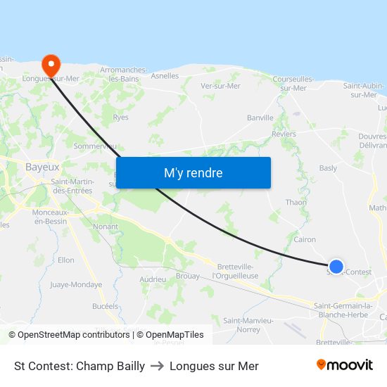St Contest: Champ Bailly to Longues sur Mer map