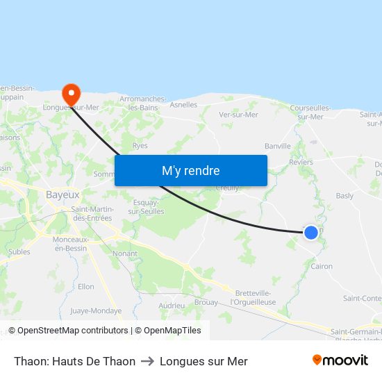 Thaon: Hauts De Thaon to Longues sur Mer map