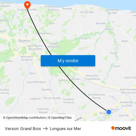 Verson: Grand Bois to Longues sur Mer map