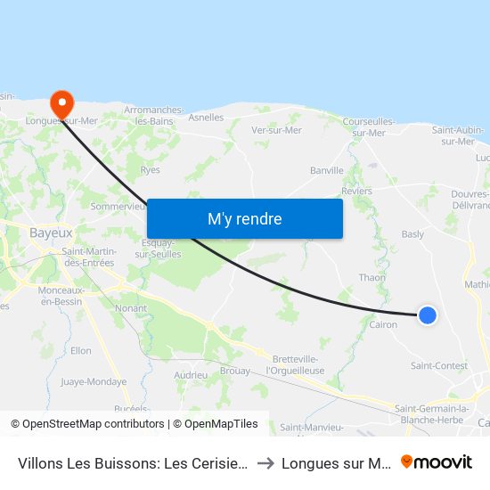 Villons Les Buissons: Les Cerisiers to Longues sur Mer map