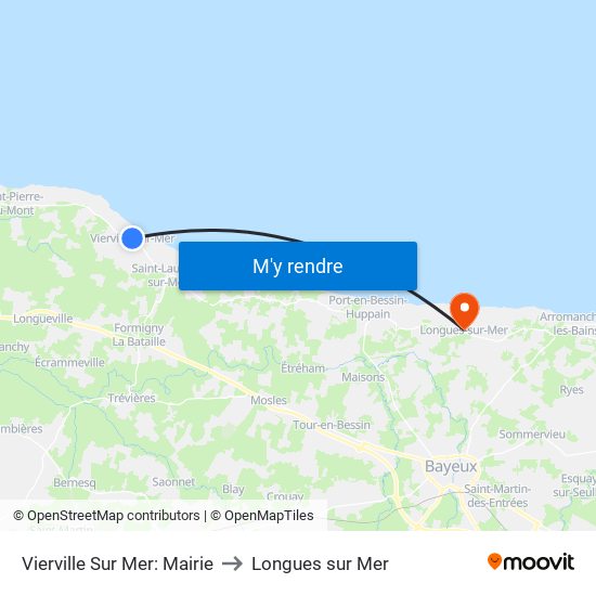 Vierville Sur Mer: Mairie to Longues sur Mer map