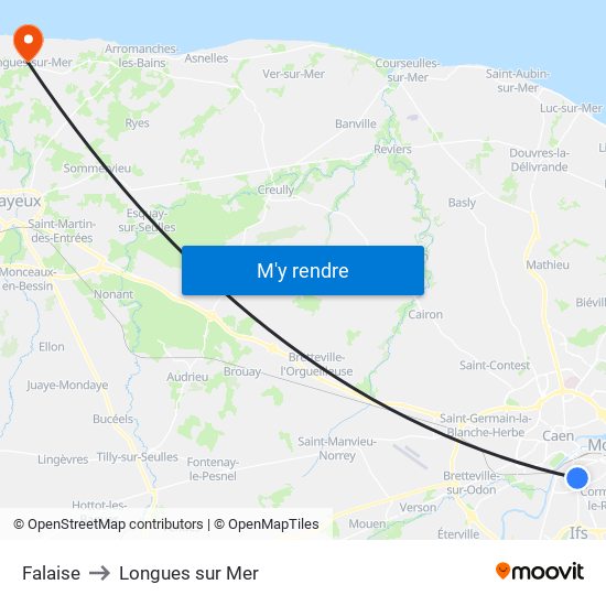 Falaise to Longues sur Mer map