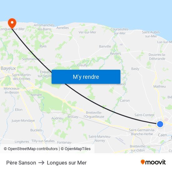 Père Sanson to Longues sur Mer map