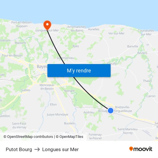 Putot Bourg to Longues sur Mer map