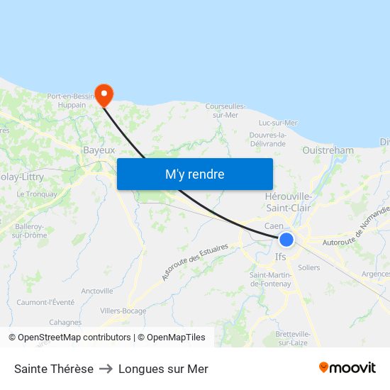 Sainte Thérèse to Longues sur Mer map