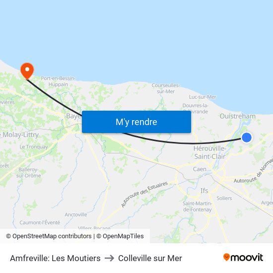 Amfreville: Les Moutiers to Colleville sur Mer map