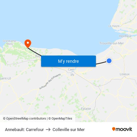 Annebault: Carrefour to Colleville sur Mer map