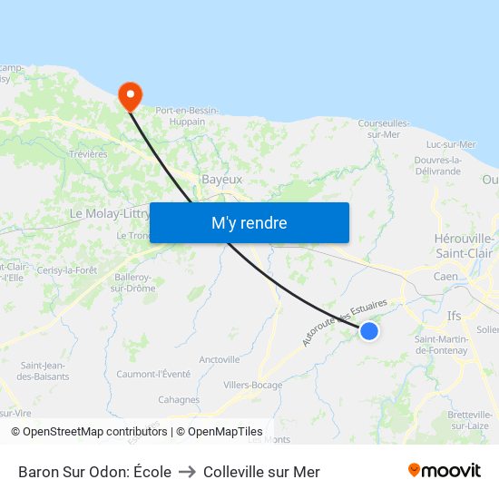 Baron Sur Odon: École to Colleville sur Mer map