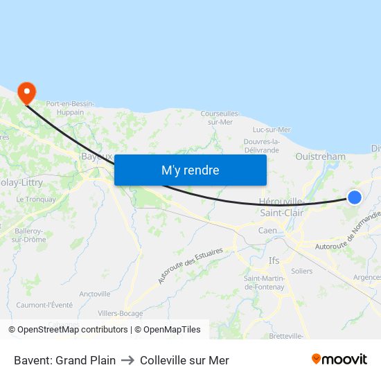 Bavent: Grand Plain to Colleville sur Mer map