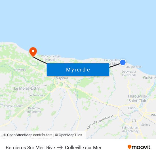 Bernieres Sur Mer: Rive to Colleville sur Mer map