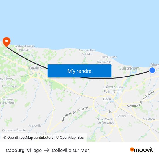 Cabourg: Village to Colleville sur Mer map