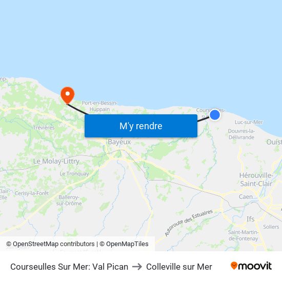 Courseulles Sur Mer: Val Pican to Colleville sur Mer map
