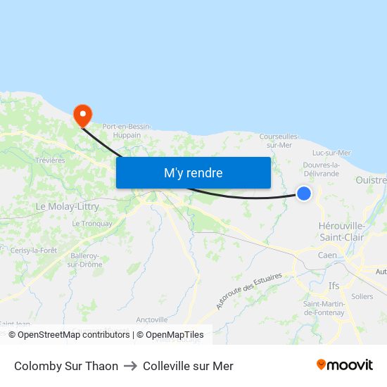 Colomby Sur Thaon to Colleville sur Mer map