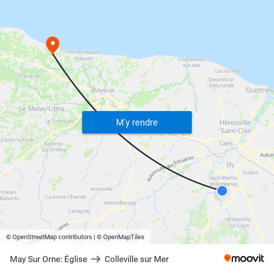 May Sur Orne: Église to Colleville sur Mer map