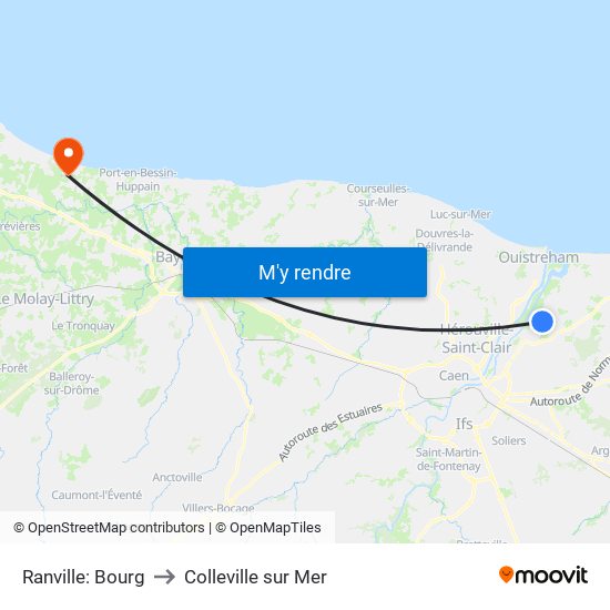 Ranville: Bourg to Colleville sur Mer map