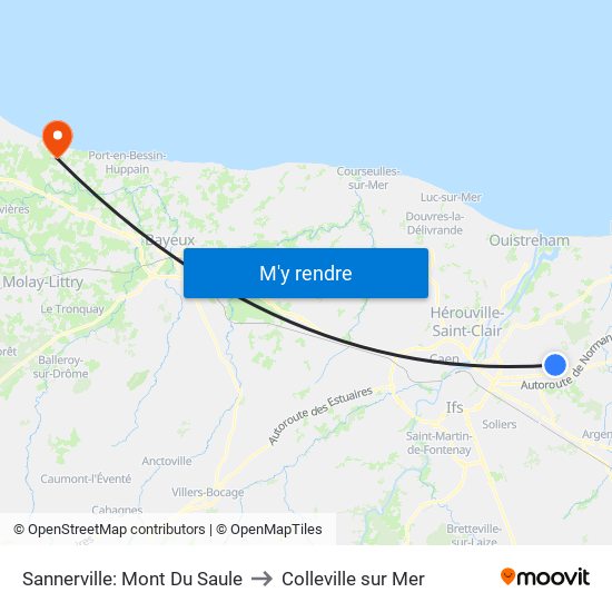 Sannerville: Mont Du Saule to Colleville sur Mer map