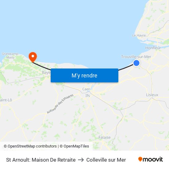 St Arnoult: Maison De Retraite to Colleville sur Mer map