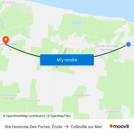 Ste Honorine Des Pertes: École to Colleville sur Mer map