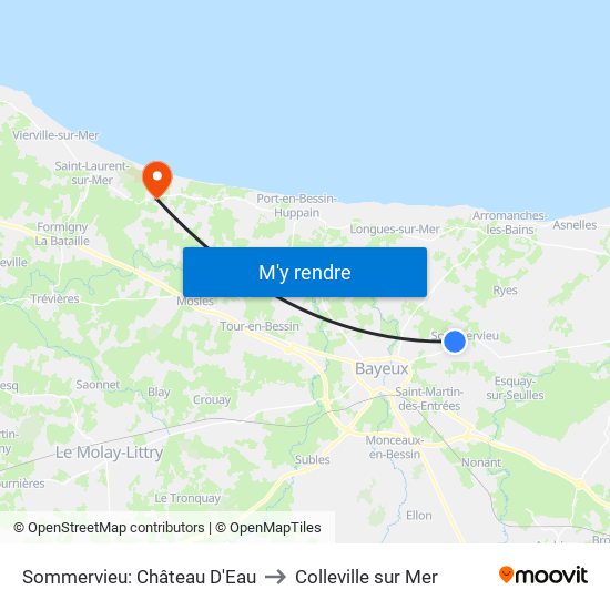 Sommervieu: Château D'Eau to Colleville sur Mer map