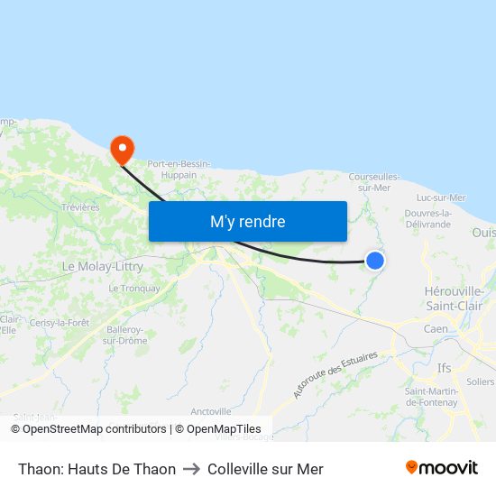 Thaon: Hauts De Thaon to Colleville sur Mer map