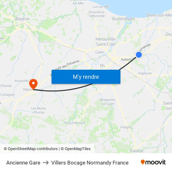 Ancienne Gare to Villers Bocage Normandy France map