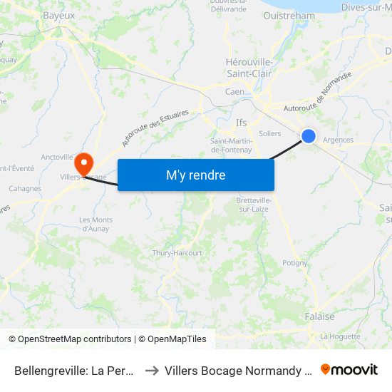 Bellengreville: La Perquette to Villers Bocage Normandy France map