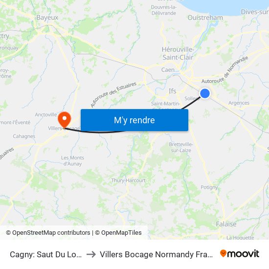 Cagny: Saut Du Loup to Villers Bocage Normandy France map