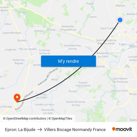 Epron: La Bijude to Villers Bocage Normandy France map