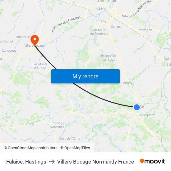 Falaise: Hastings to Villers Bocage Normandy France map