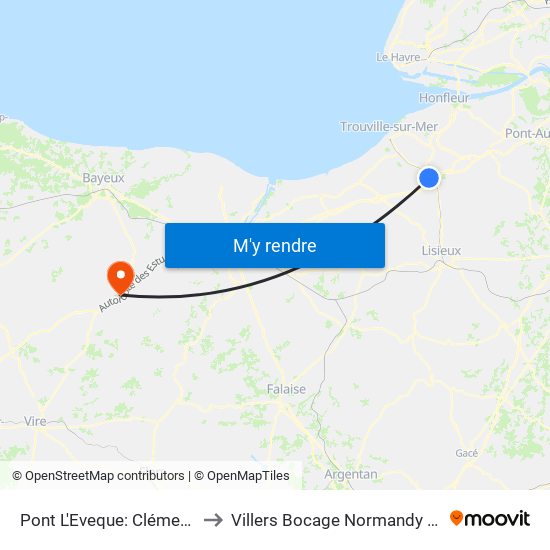 Pont L'Eveque: Clémenceau to Villers Bocage Normandy France map