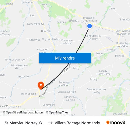 St Manvieu Norrey: Calvaire to Villers Bocage Normandy France map