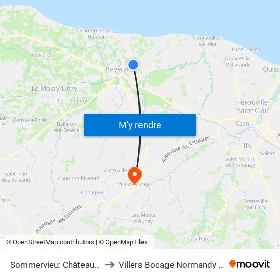 Sommervieu: Château D'Eau to Villers Bocage Normandy France map