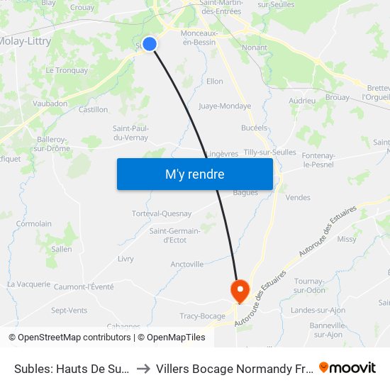 Subles: Hauts De Subles to Villers Bocage Normandy France map