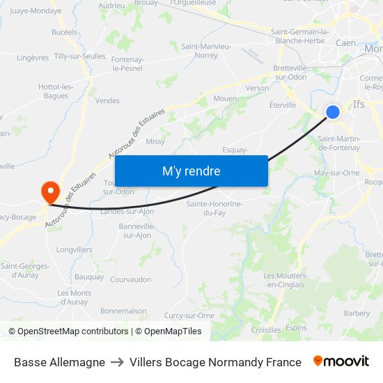 Basse Allemagne to Villers Bocage Normandy France map