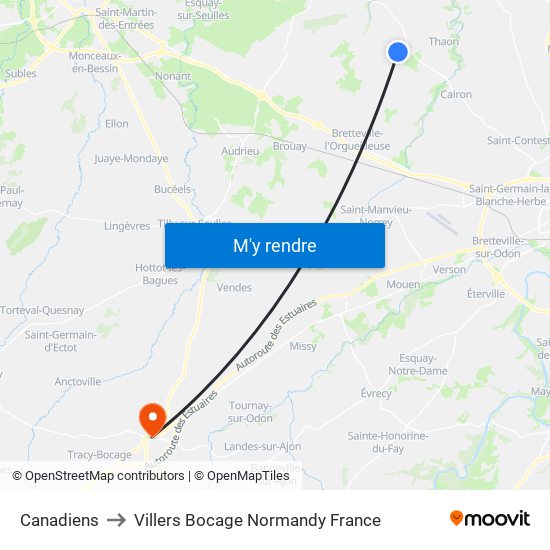 Canadiens to Villers Bocage Normandy France map