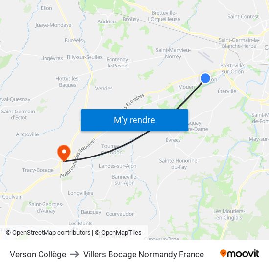 Verson Collège to Villers Bocage Normandy France map