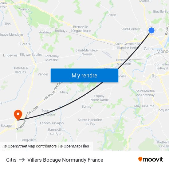 Citis to Villers Bocage Normandy France map