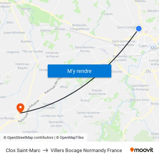 Clos Saint-Marc to Villers Bocage Normandy France map