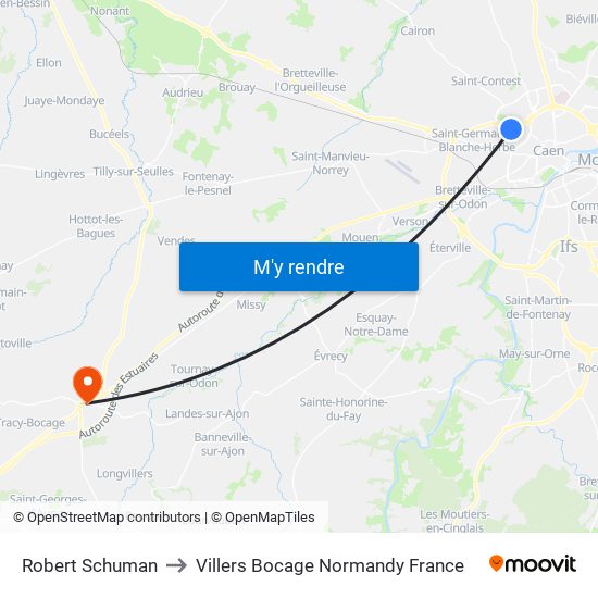 Robert Schuman to Villers Bocage Normandy France map