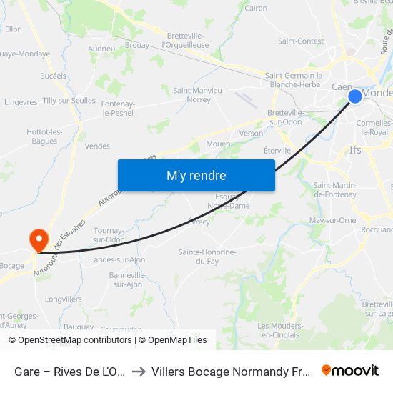 Gare – Rives De L’Orne to Villers Bocage Normandy France map