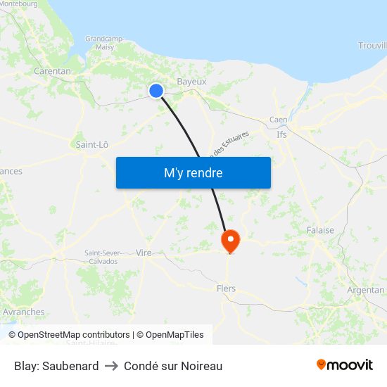 Blay: Saubenard to Condé sur Noireau map