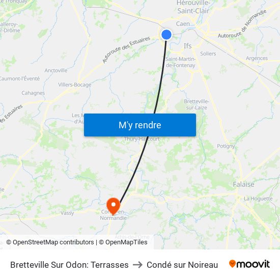 Bretteville Sur Odon: Terrasses to Condé sur Noireau map