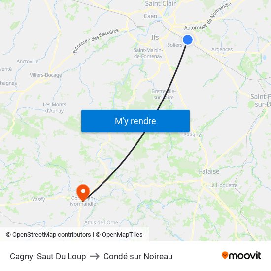 Cagny: Saut Du Loup to Condé sur Noireau map